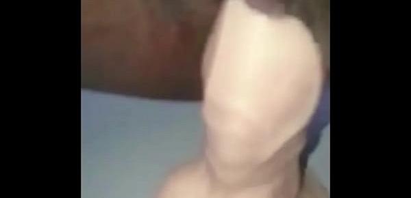  Close up black pussy dildoed